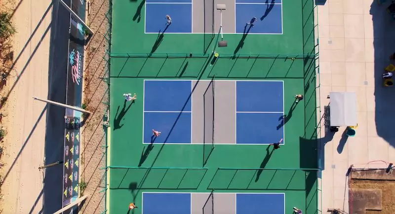 Overhead view of the courts